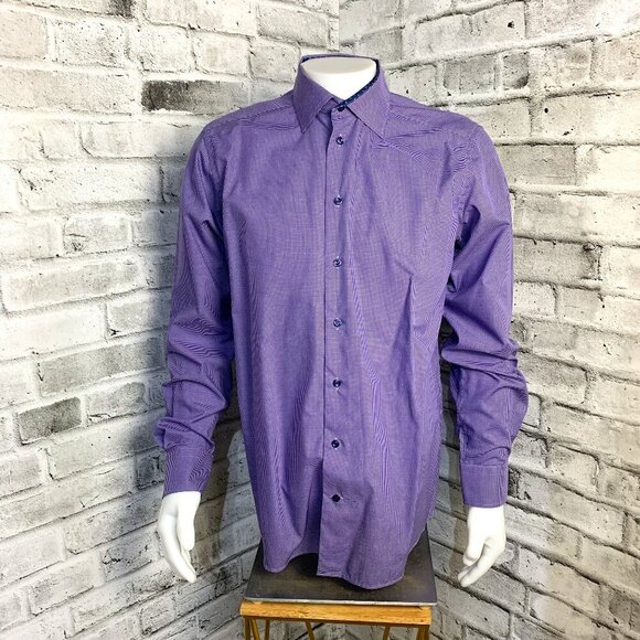 Eton Contemporary Check Print Flip Cuff Dress Shirt - Picture 1 of 12